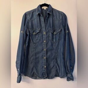 ANTHROPOLOGIE CLOTH & STONE Chambray Western Denim Shirt - XS